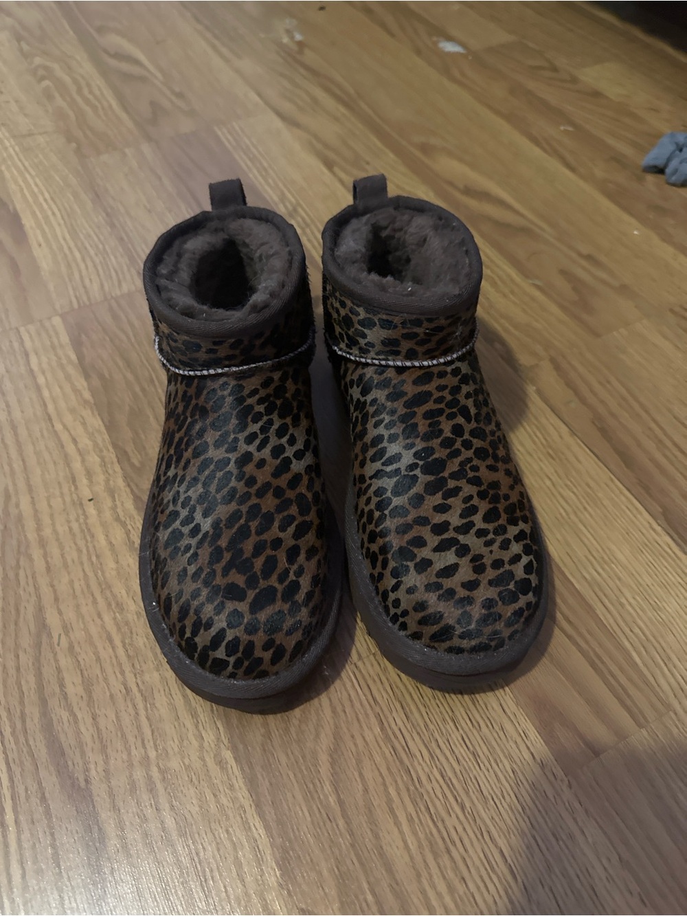 UGG Leopard Print Faux Fur Ankle Boots - Brown/Black